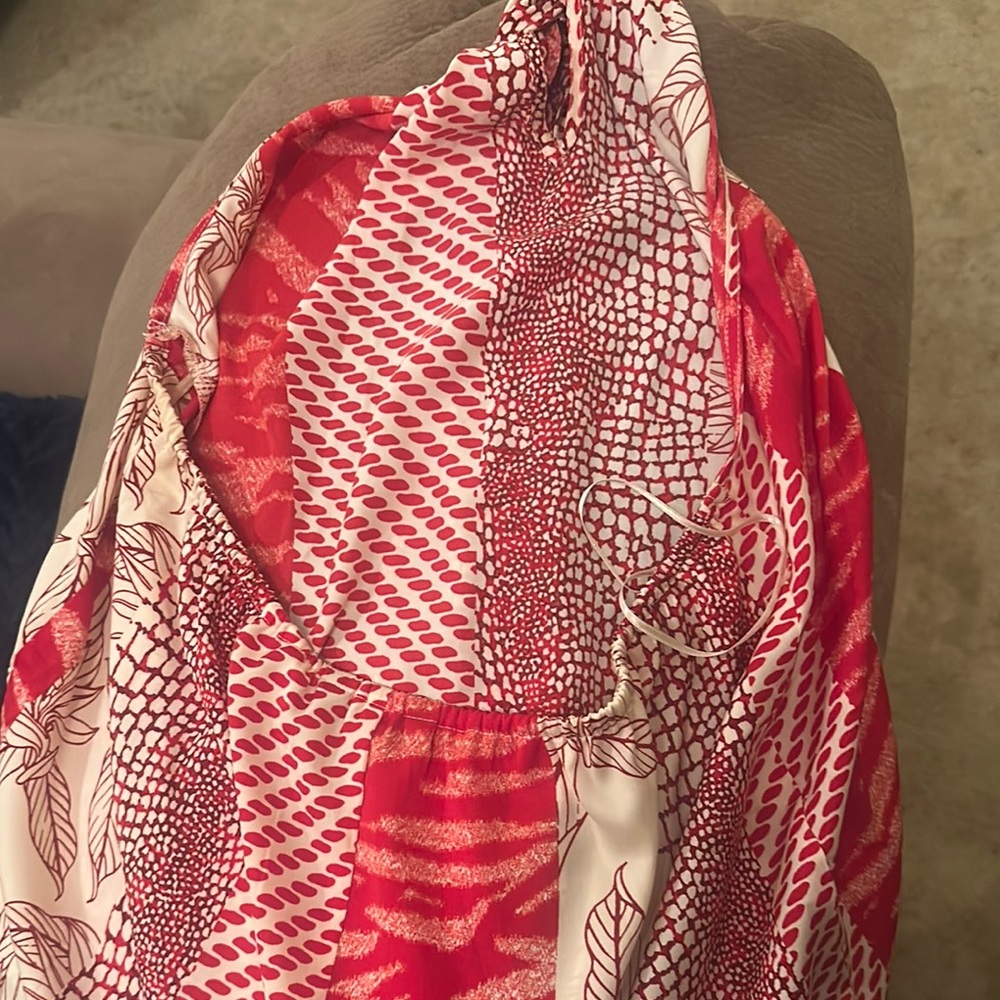 Red and White Patterned Halter Top - Picture 3 of 3
